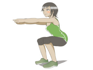 スクワットする女性
